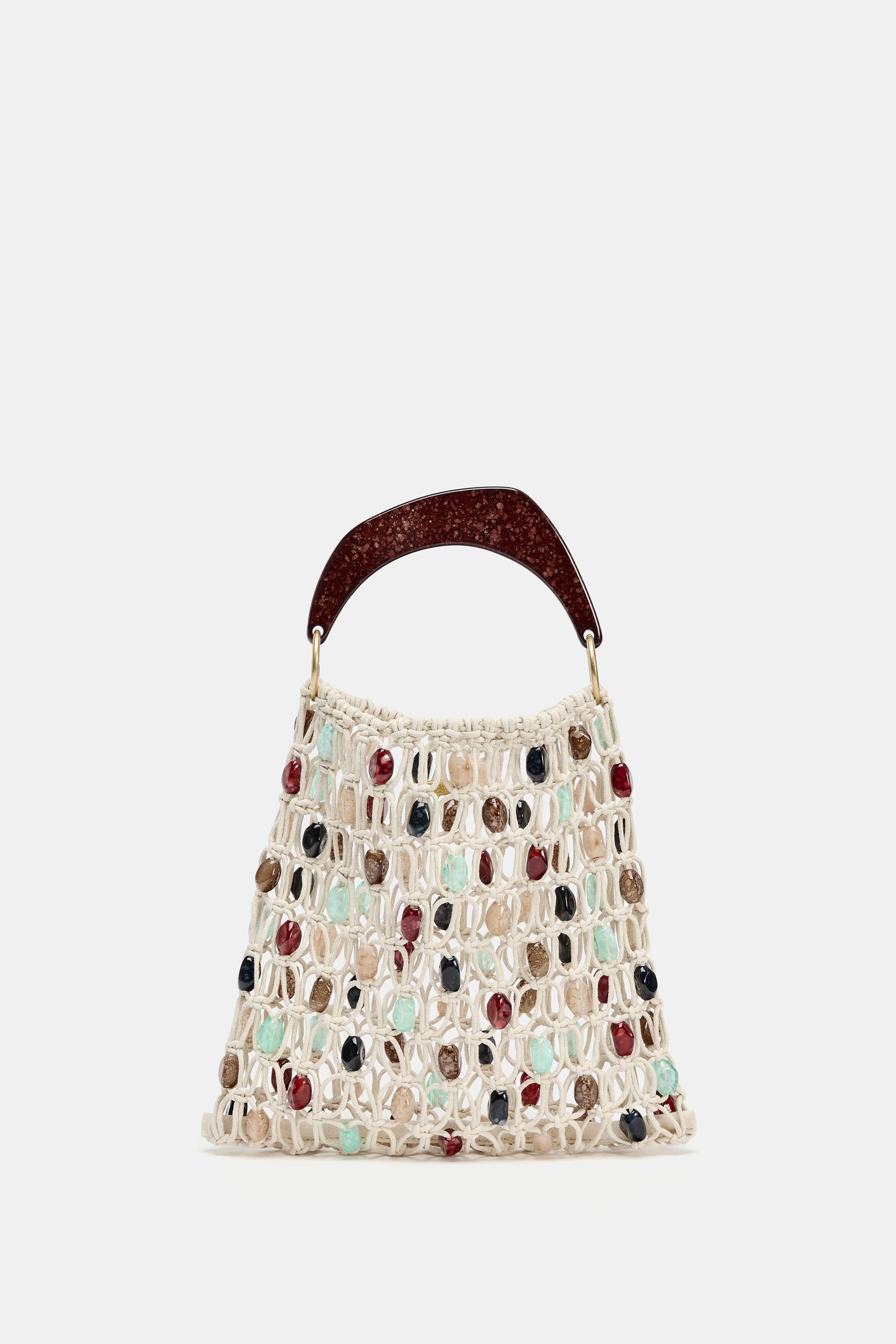 Beaded Openwork Bucket Bag