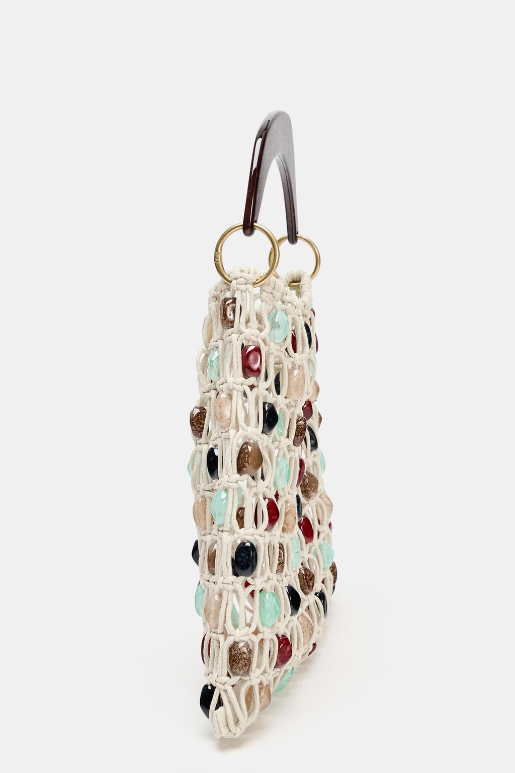 Beaded Openwork Bucket Bag