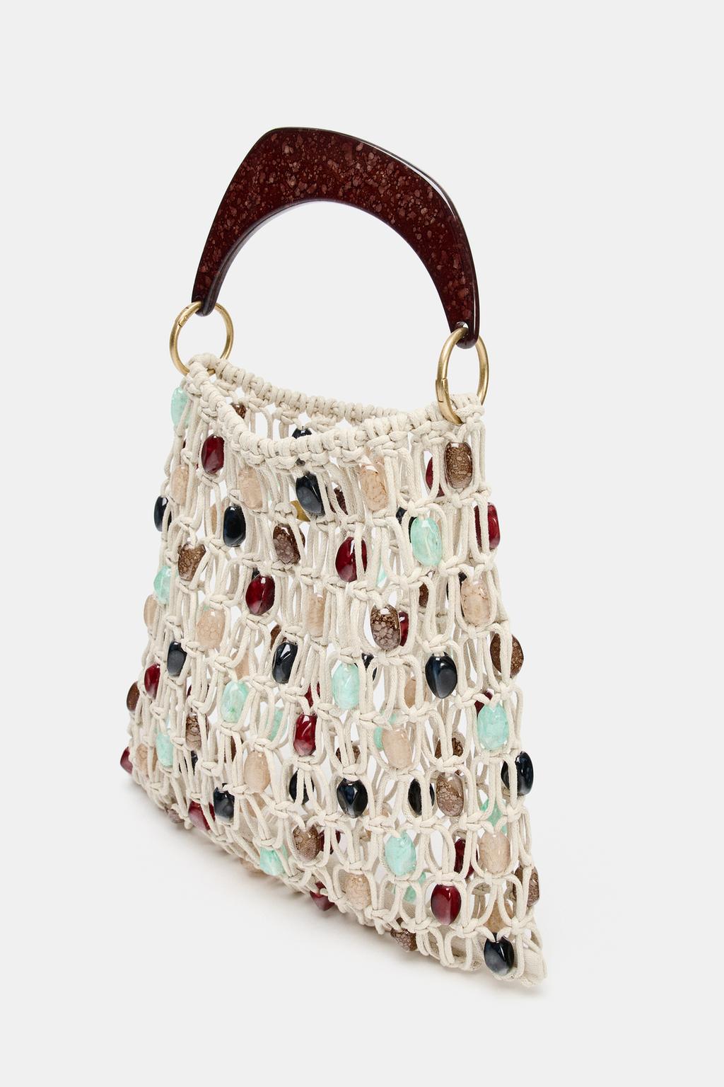 Beaded Openwork Bucket Bag