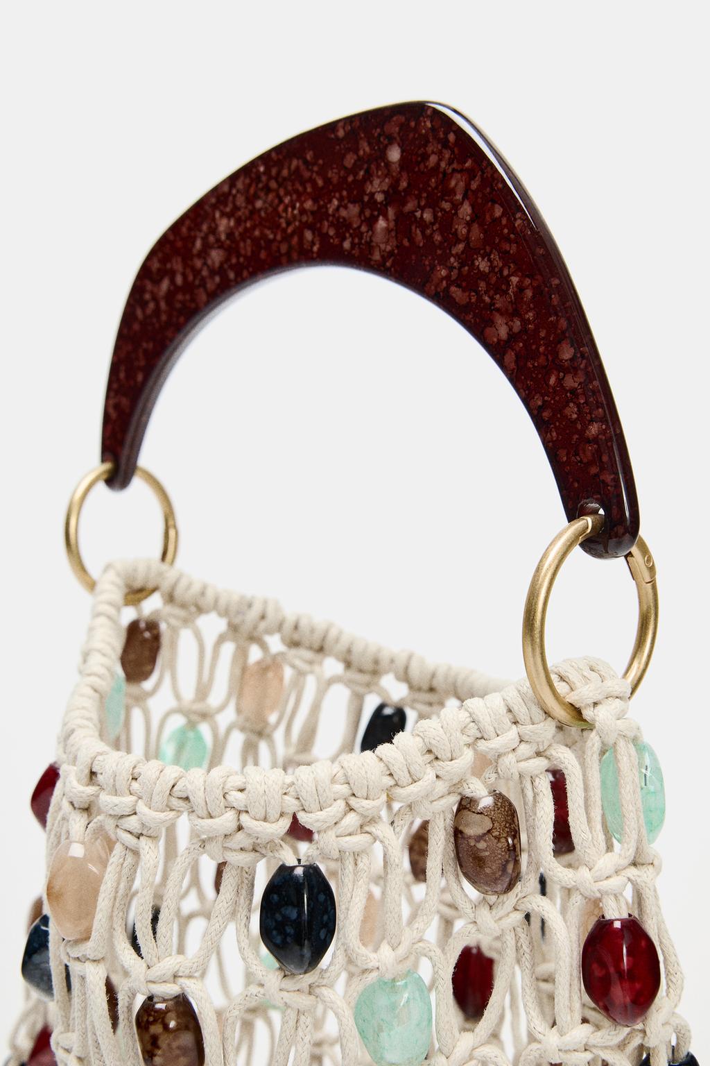 Beaded Openwork Bucket Bag