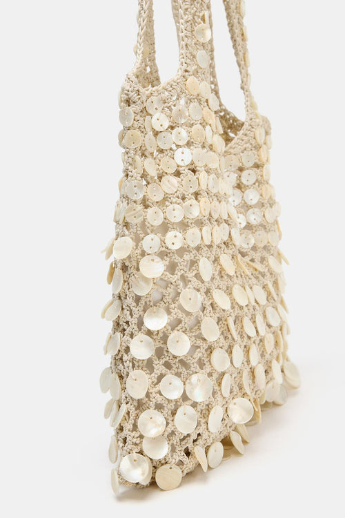 Beaded and Sequined Woven Shoulder Bag