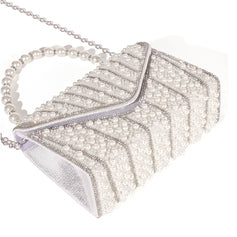 Elegant Ivory Pearl and Rhinestone Clutch for Wedding Parties and Evening Events