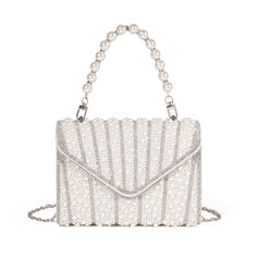 Elegant Ivory Pearl and Rhinestone Clutch for Wedding Parties and Evening Events