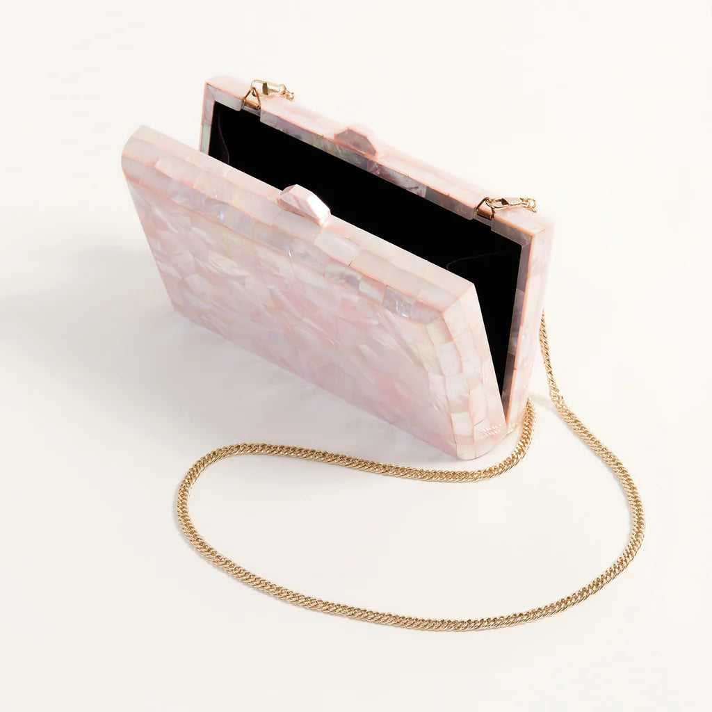 Shell Hard Frame Bag with Detachable Gold Chain for Wedding & Evening Styling