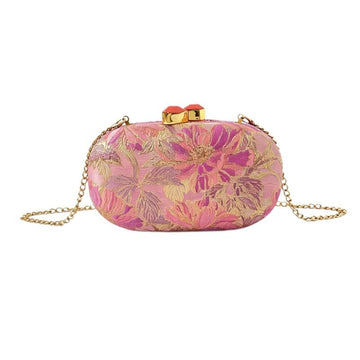 Floral Clutch Bag with Gold Clasp Elegant Evening Handbag for Daily Outfits