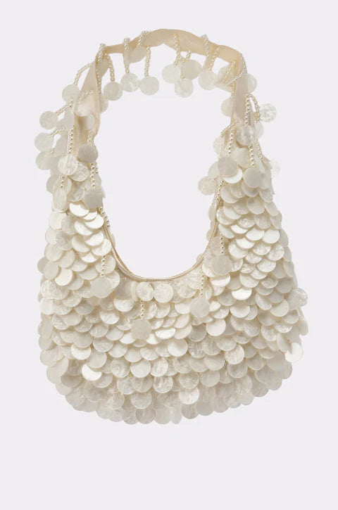 White beaded and sequined bag