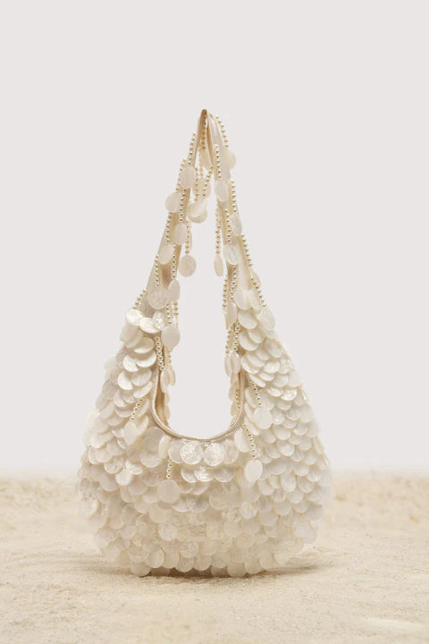 White beaded and sequined bag