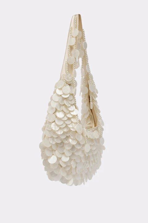 White beaded and sequined bag