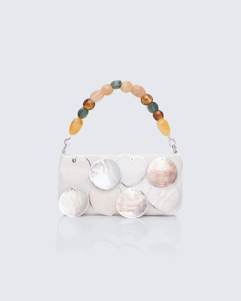 Off-white genuine abalone shell evening bag