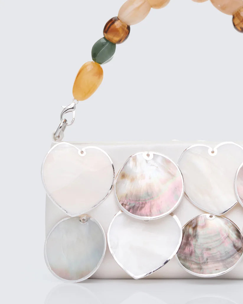Off-white genuine abalone shell evening bag