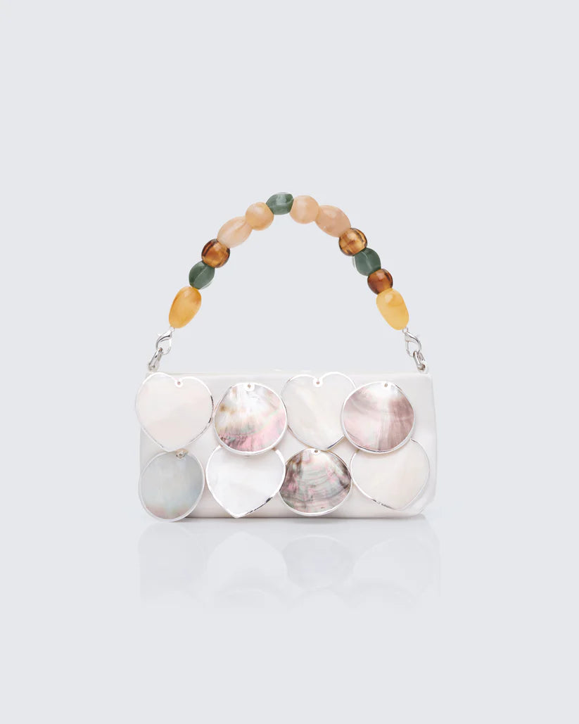 Off-white genuine abalone shell evening bag