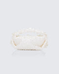 Ivory Satin Wedding Clutch with Dimensional Flowers