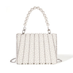 Elegant Ivory Pearl and Rhinestone Clutch for Wedding Parties and Evening Events