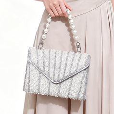 Elegant Ivory Pearl and Rhinestone Clutch for Wedding Parties and Evening Events