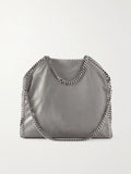 Medium Faux Nubuck Chain Shoulder Bag with Stitched Edges