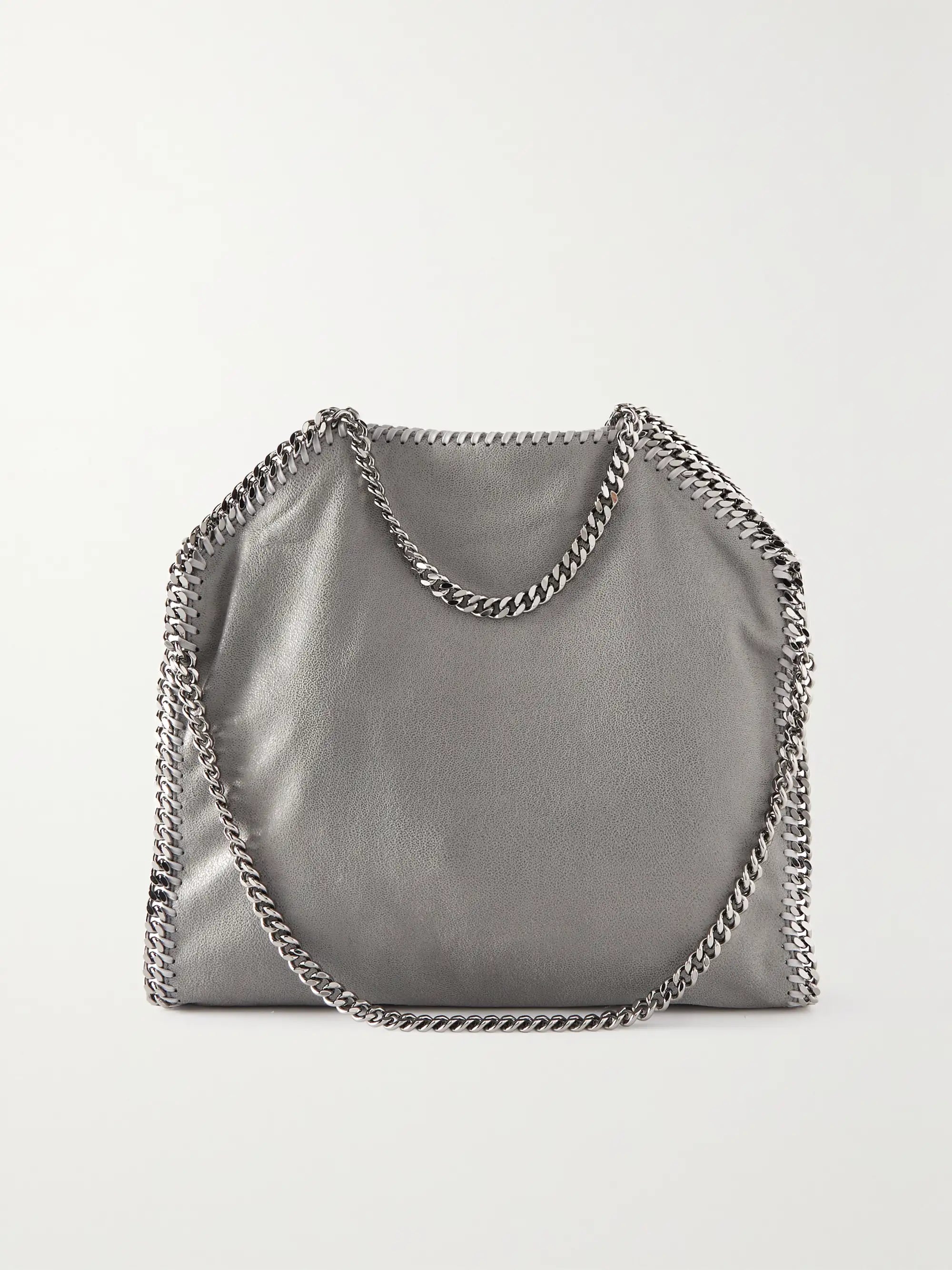 Medium Faux Nubuck Chain Shoulder Bag with Stitched Edges