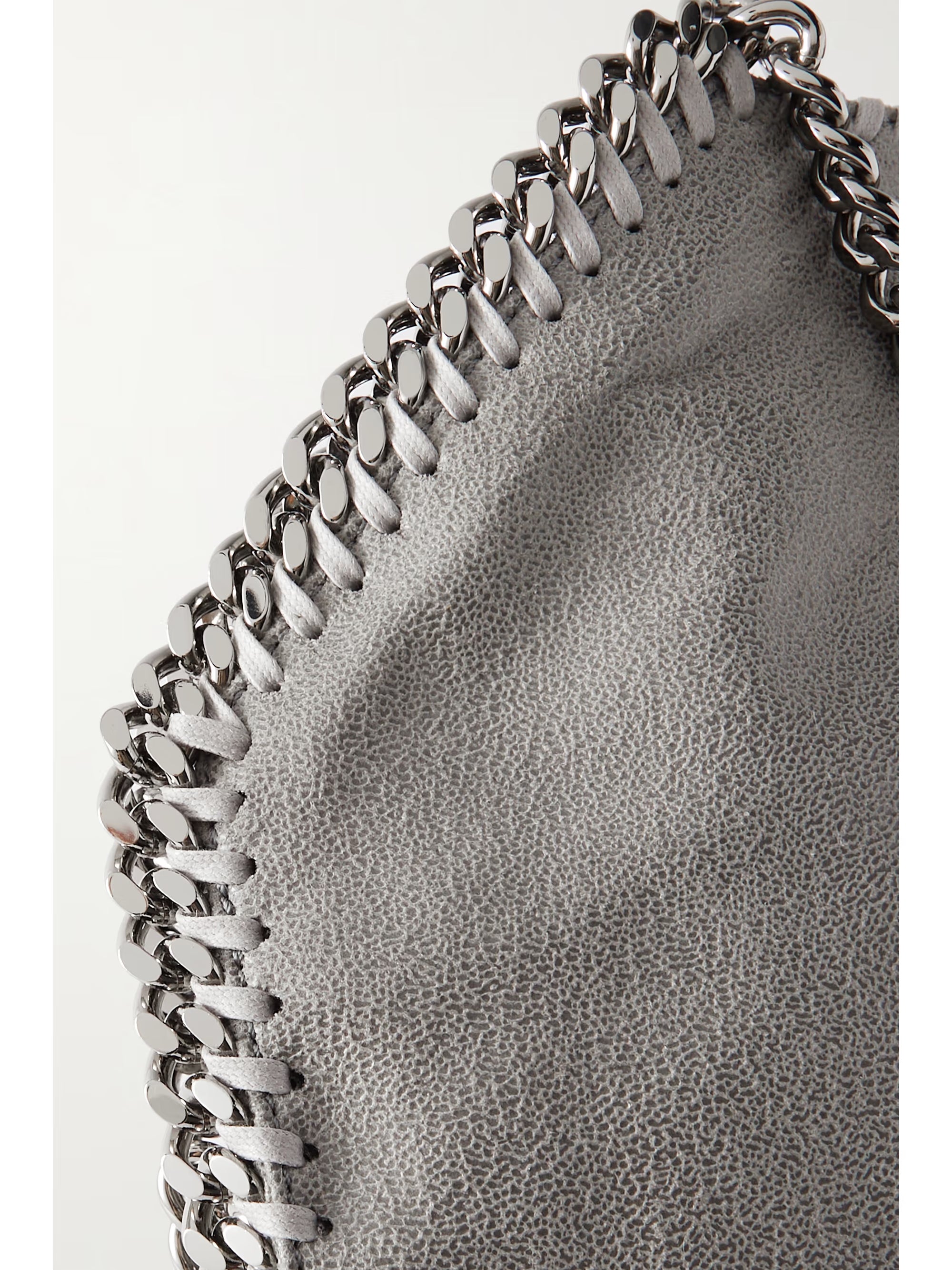 Medium Faux Nubuck Chain Shoulder Bag with Stitched Edges